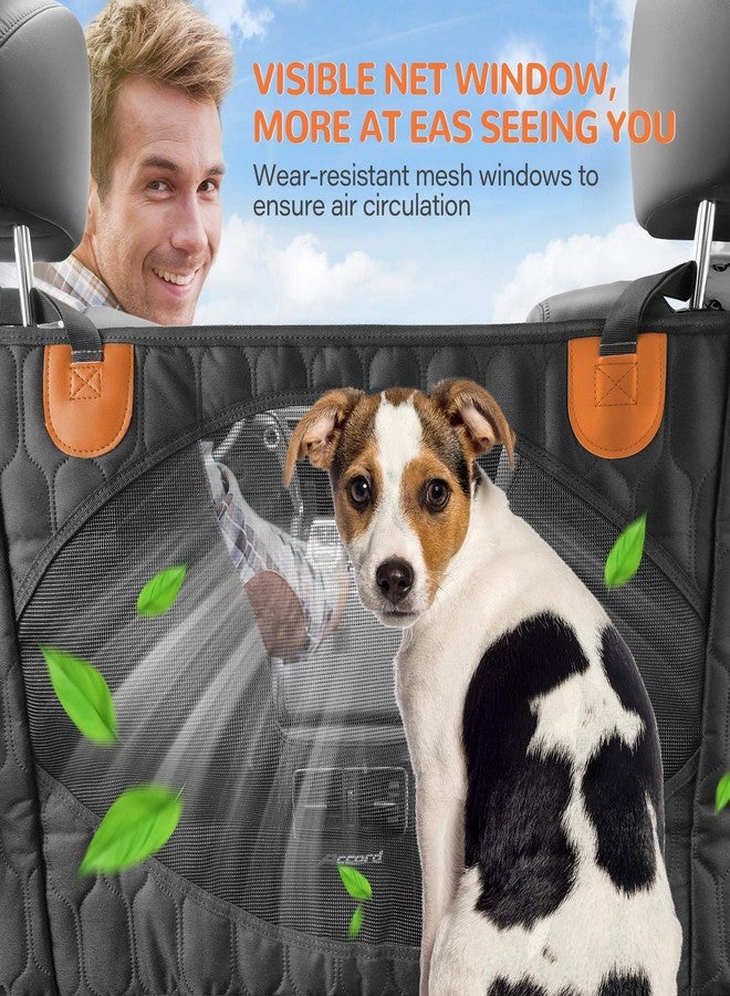 OKMEE Dog Car Seat Cover 100% Waterproof, Scratchproof Dog Seat Cover with Mesh Window, 2 Seat Belts and a Pocket, Durable Nonslip Car Seat Cover for Dogs Back Seat, SUVs and Trucks - Image 3